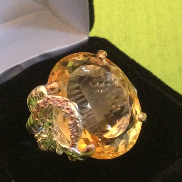 Atlanta Gem & Mineral Show Jewelry - Awe Inspiring 27 CTW Genuine Citrine, Aquamarine & Pink Topaz Ring